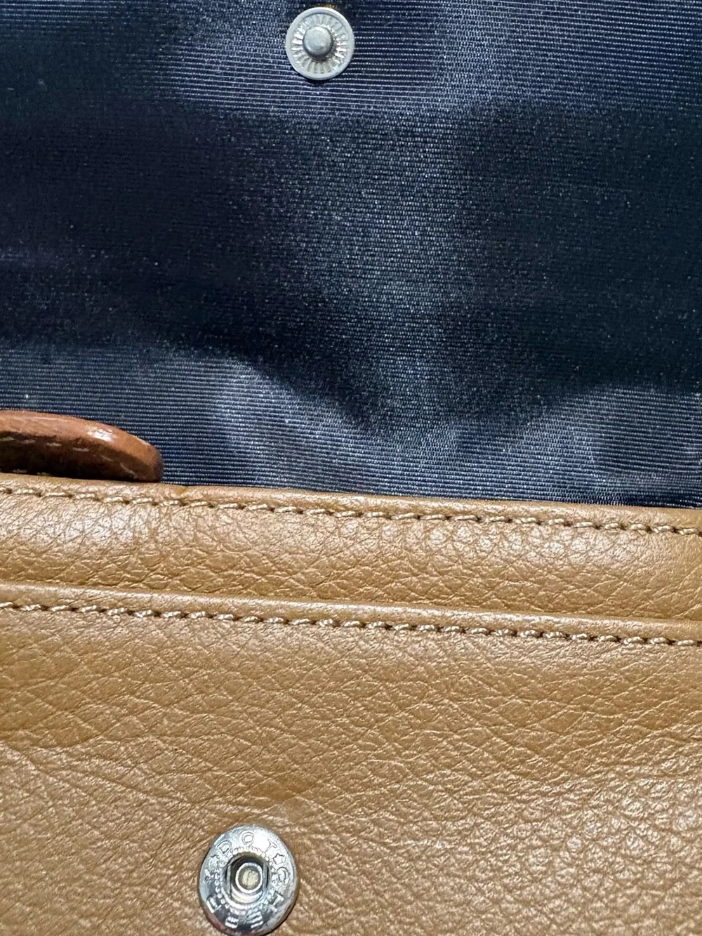 Tignanello Tan Pebbled Leather Key Case with Metal Logo